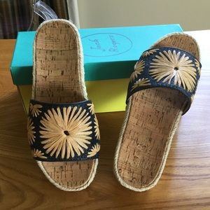 Jack Rogers new blue raffia slide